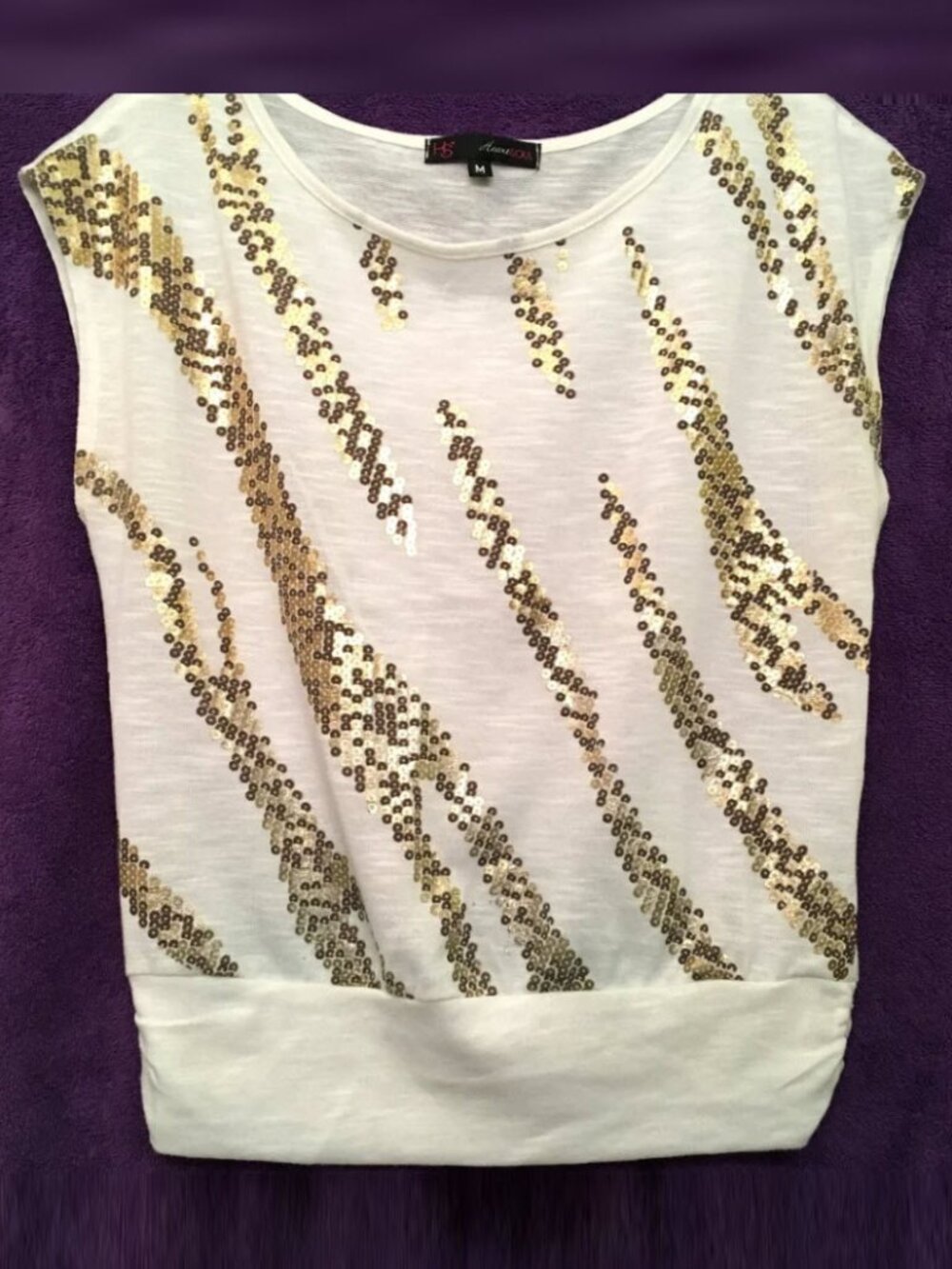 HeartSoul Shimmery Gold Faux Sequin Top